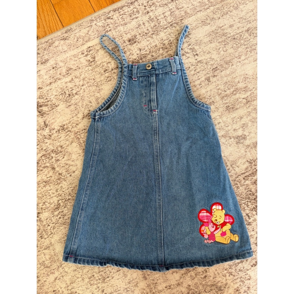 Vtg Disney Winnie The Pooh Piglet Denim Dress 90's Size 4T